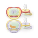 2 sucettes Ultra Air night time 0-6m PHILIPS AVENT Papillon/Luciole