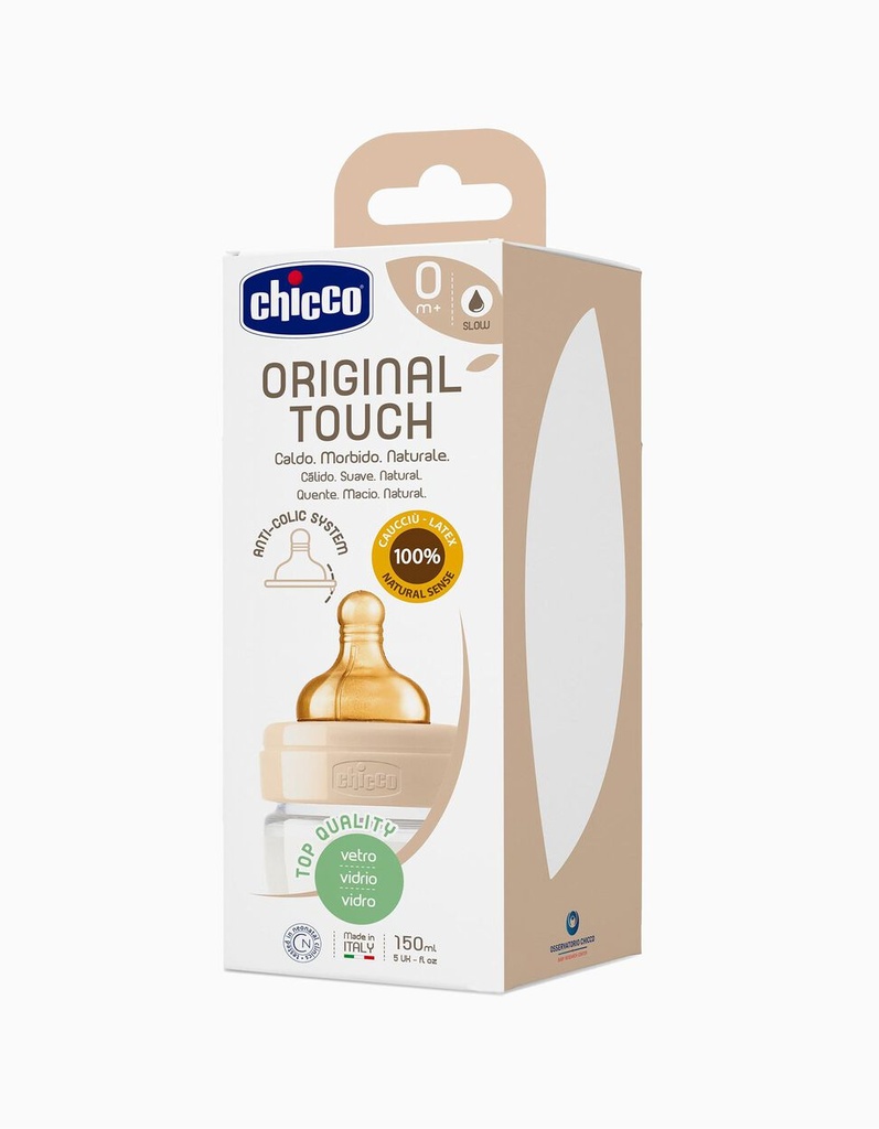 Chicco Biberón Original Touch Vidrio Neutro 0m 150ml, PharmacyClub