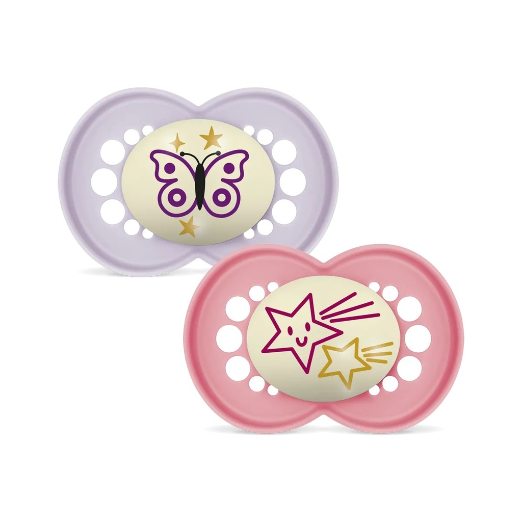 2 Sucettes en silicone original nuit +6 mois  MAM