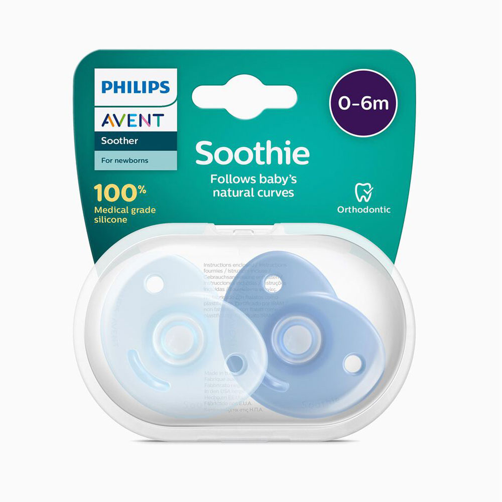 2 Sucettes 0-6 mois Soothie Silicone Blue AVENT