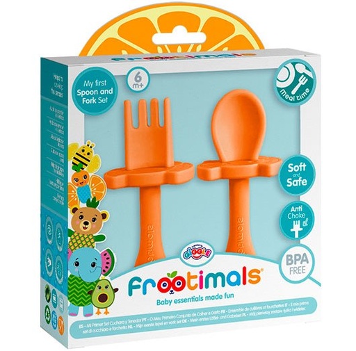 [FT00001] set du cuillère + fourchette 6m+ orange frootimals