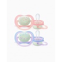 2 Sucette Ultra Air 0-6M Rose Night Avent 