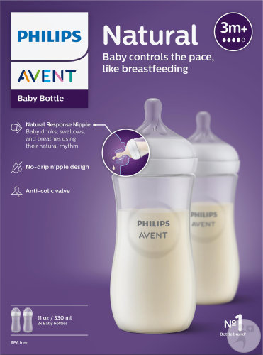 [SCY906/02] Lot de 2 Biberons Natural 330 ML AVENT