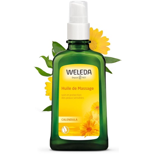 huile de massage peau sensible Weleda