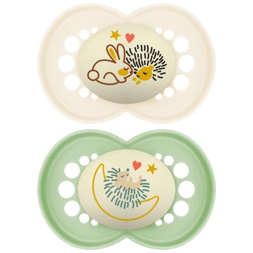 [c158705] 2 Sucettes en silicone original nuit +6 mois  MAM